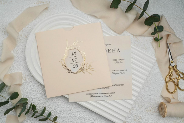 Invitatie de nunta eleganta roz somon - cod 9285 [2]