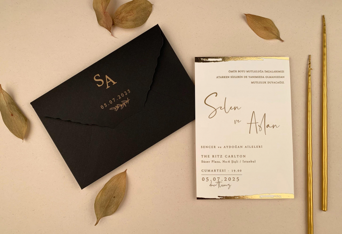 Invitatie de nunta eleganta cu detalii aurii - cod 12267 [1]