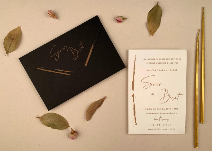Invitatie de nunta eleganta cu detalii maro - cod 12268 [1]