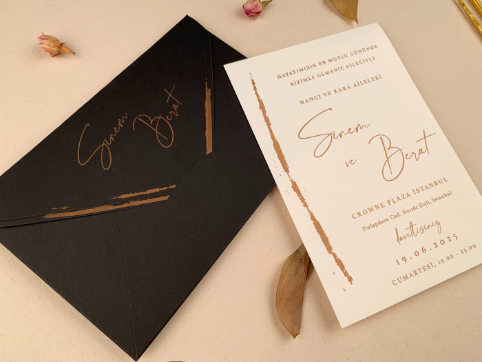 Invitatie de nunta eleganta cu detalii maro - cod 12268 [3]