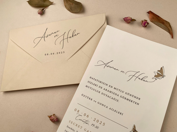 Invitatie de nunta eleganta cu detaliu fluture - cod 12253 [3]
