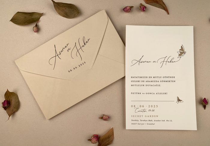 Invitatie de nunta eleganta cu detaliu fluture - cod 12253 [1]