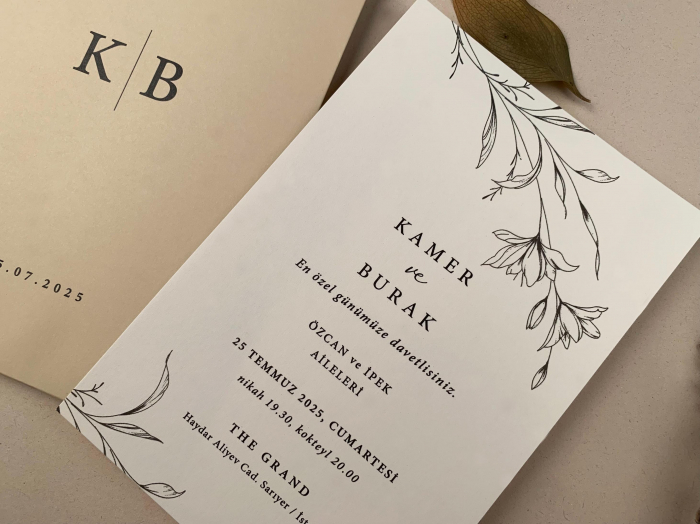 Invitatie de nunta eleganta cu elemente florarle - cod 12265 [2]
