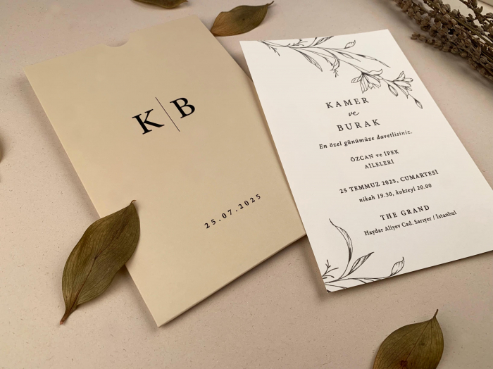 Invitatie de nunta eleganta cu elemente florarle - cod 12265 [3]
