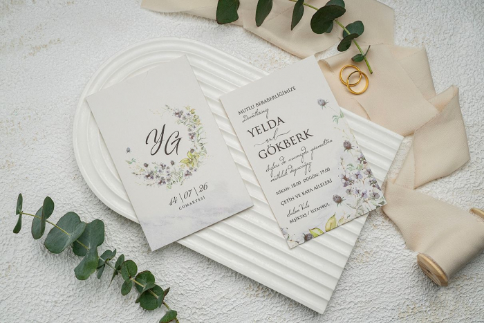 Invitatie de nunta eleganta cu motive florale - cod 9292 [2]
