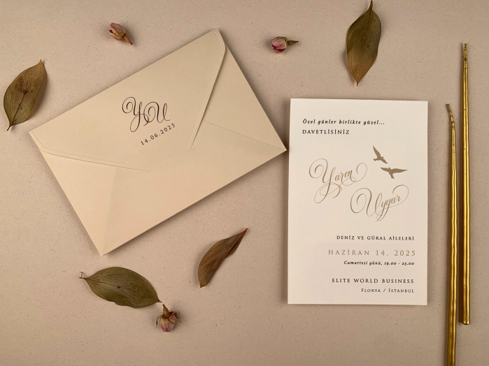 Invitatie de nunta eleganta cu plic crem - cod 12269 [2]
