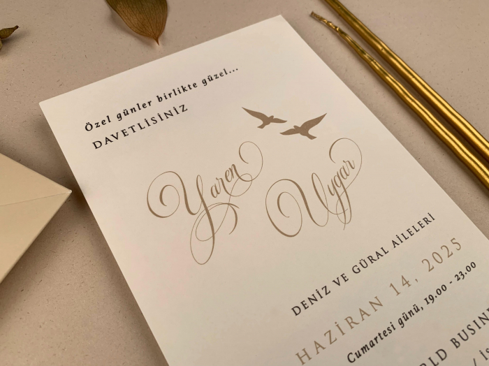 Invitatie de nunta eleganta cu plic crem - cod 12269 [3]