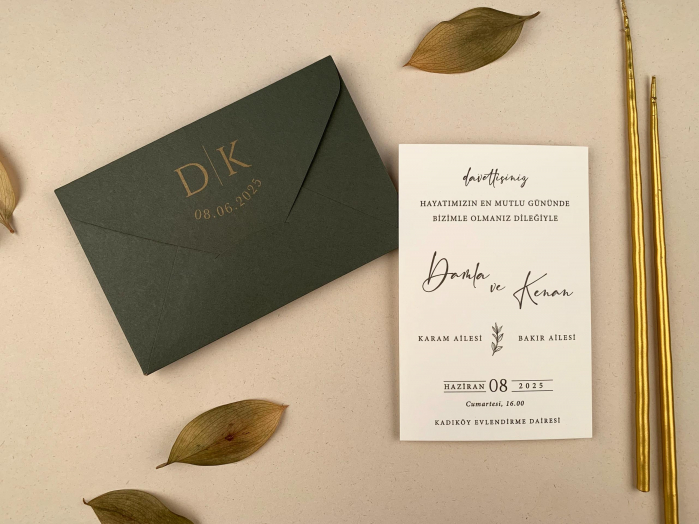 Invitatie de nunta eleganta cu plic verde - cod 12258 [1]