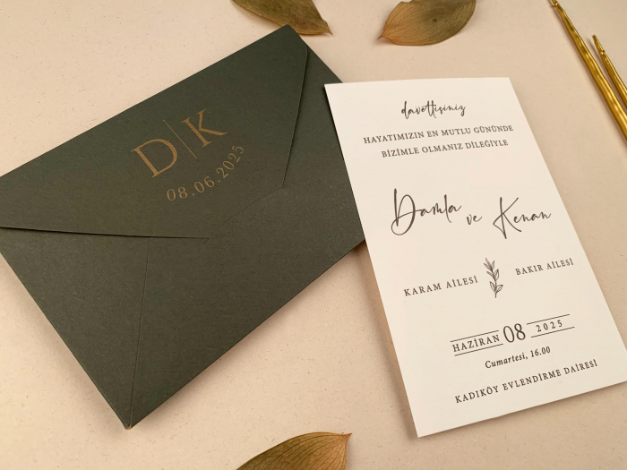 Invitatie de nunta eleganta cu plic verde - cod 12258 [3]