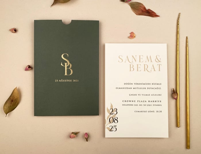 Invitatie de nunta eleganta cu plic verde - cod 12260 [1]