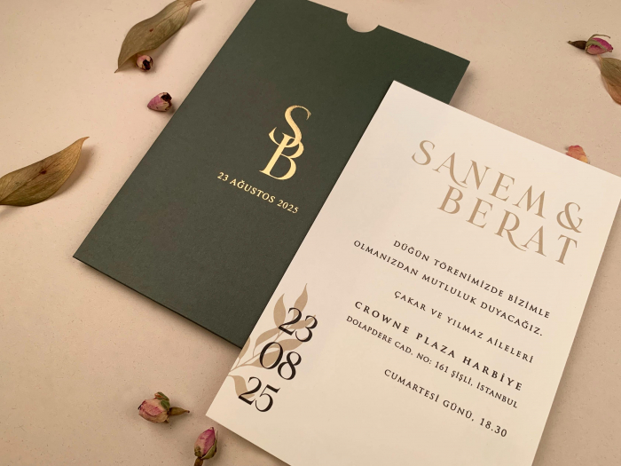 Invitatie de nunta eleganta cu plic verde - cod 12260 [3]