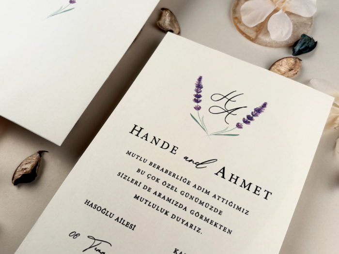 Invitatie de nunta eleganta ivory cu model de lavanda - cod 96948 [3]