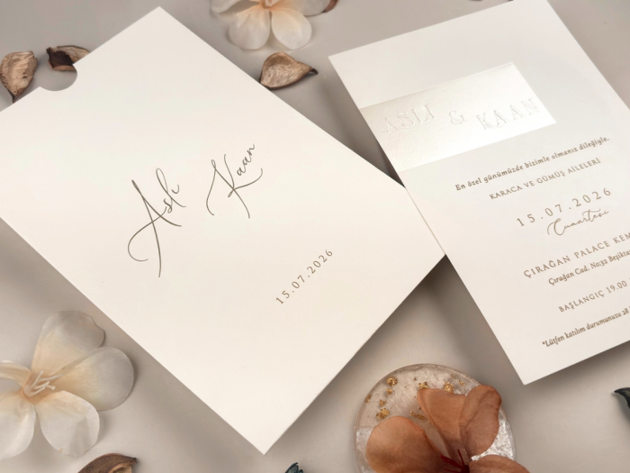 Invitatie de nunta eleganta ivory cu sidef - cod 13320 [2]