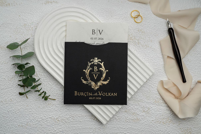 Invitatie de nunta eleganta neagra - cod 9236 [2]
