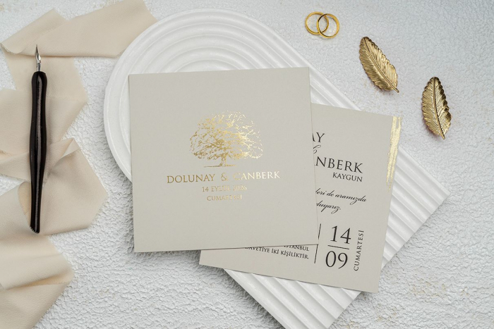 Invitatie de nunta eleganta tip crem - cod 9256 [2]