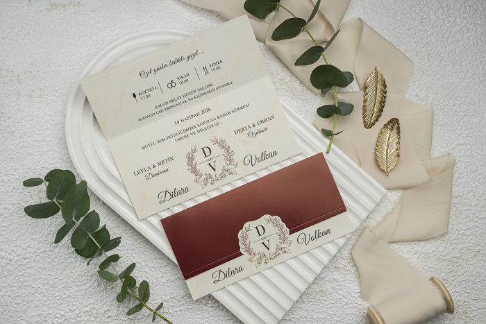 Invitatie de nunta eleganta tip plic maro - cod 9359 [2]
