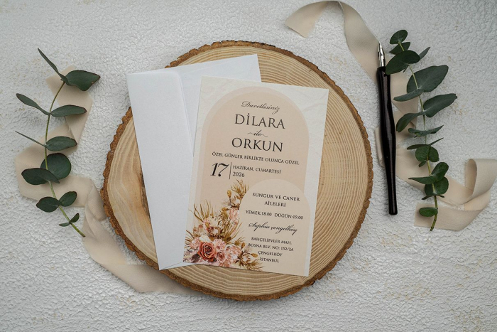 Invitatie de nunta florala crem - cod 9345 [2]