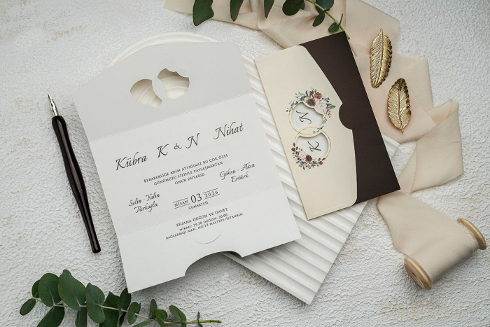 Invitatie de nunta florala cu negru - cod 9353 [2]