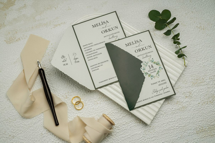 Invitatie de nunta florala tip plic verde - cod 9352 [2]