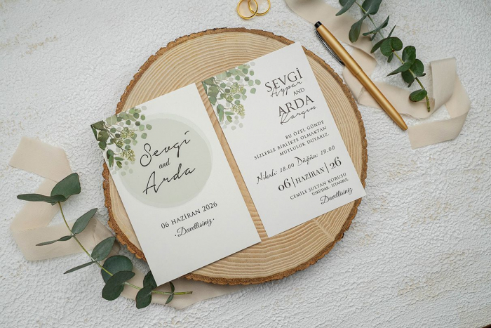 Invitatie de nunta florala verde - cod 9302 [2]