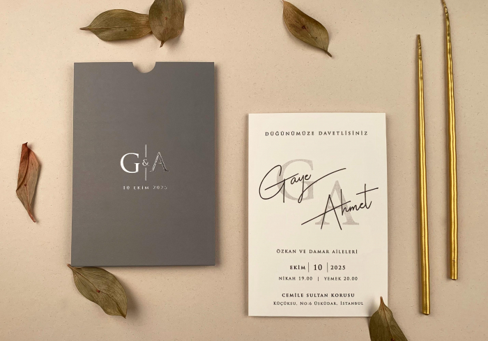 Invitatie de nunta moderna cu plic gri - cod 12286 [1]