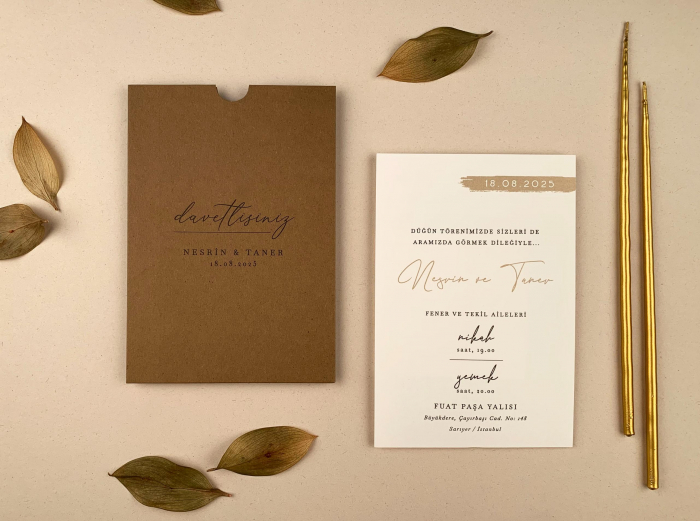 Invitatie de nunta moderna maro - cod 12250 [7]