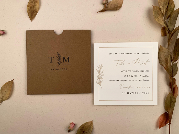 Invitatie de nunta rustica maro - cod 12255 [1]