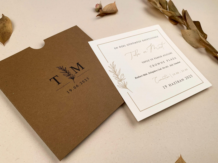Invitatie de nunta rustica maro - cod 12255 [2]