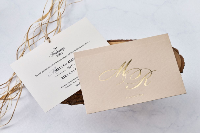 Invitatie de nunta eleganta maro cu snur - cod 1189 [2]