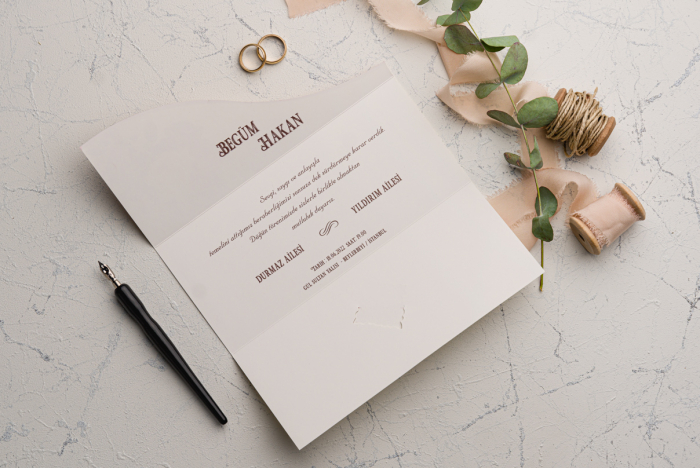 Invitatie de nunta cu flori crem / bej si roz - cod 9109 [2]