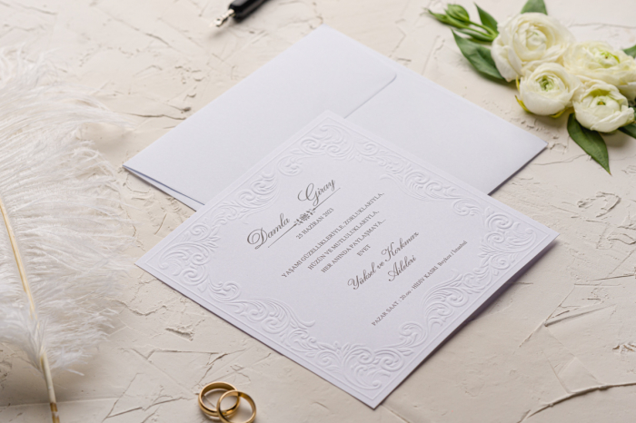 Invitatie de nunta eleganta alba - cod 9128 [2]