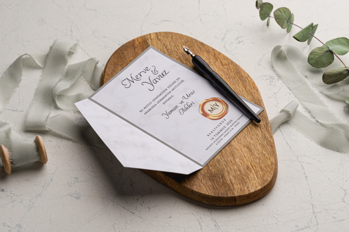 Invitatie de nunta vintage gri de tip plic cod 9183 [2]