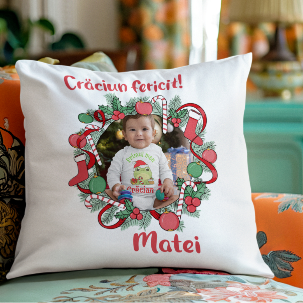 Perna Personalizata Cu Poza si Nume - Craciun fericit [1]