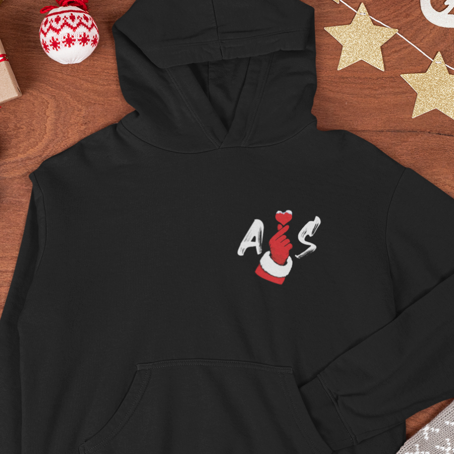 Set 2 Hanorace cuplu personalizate Craciun - Santa K-Heart + Initiale [2]