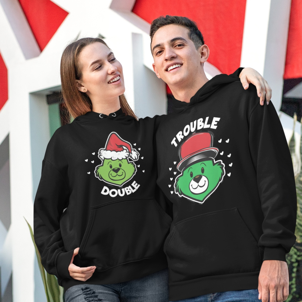 Set 2 Hanorace cuplu personalizate - Double Trouble [1]