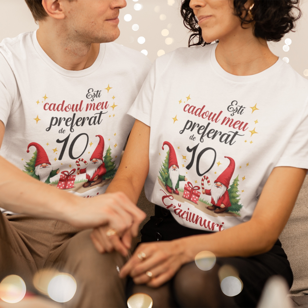 Set 2 Tricouri Cuplu Personalizate - Esti cadoul meu preferat de 10 Craciunuri [2]