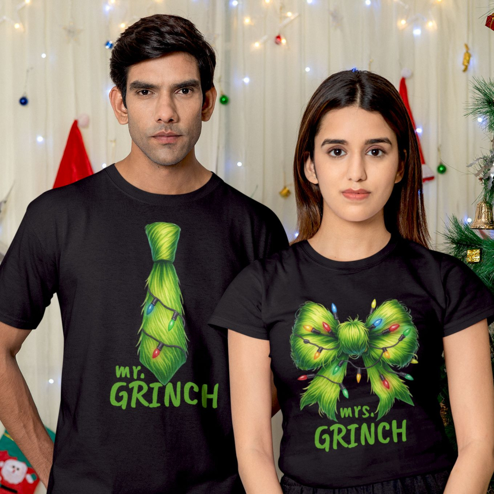 Set 2 Tricouri Cuplu Personalizate Craciun - Mr / Mrs Grinch [1]
