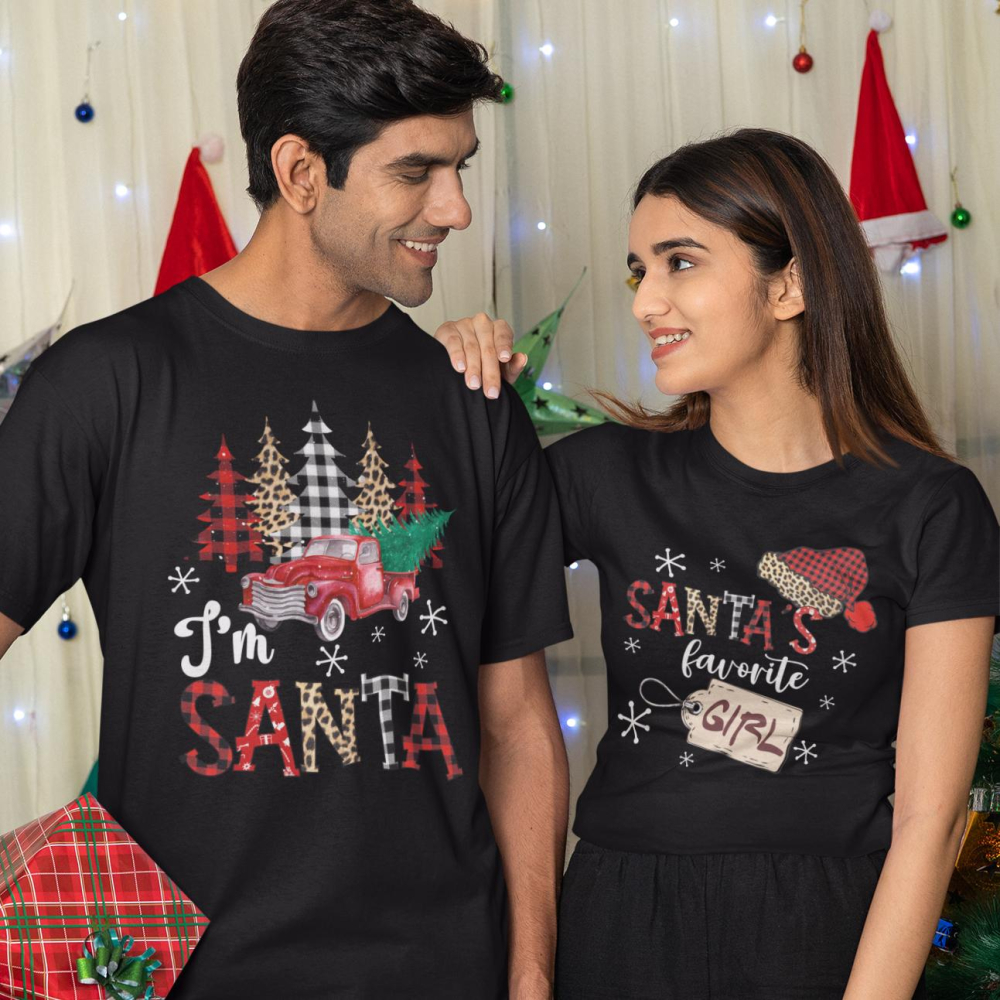 Set 2 Tricouri Cuplu Personalizate - Santa's favorite girl / I'm Santa [2]