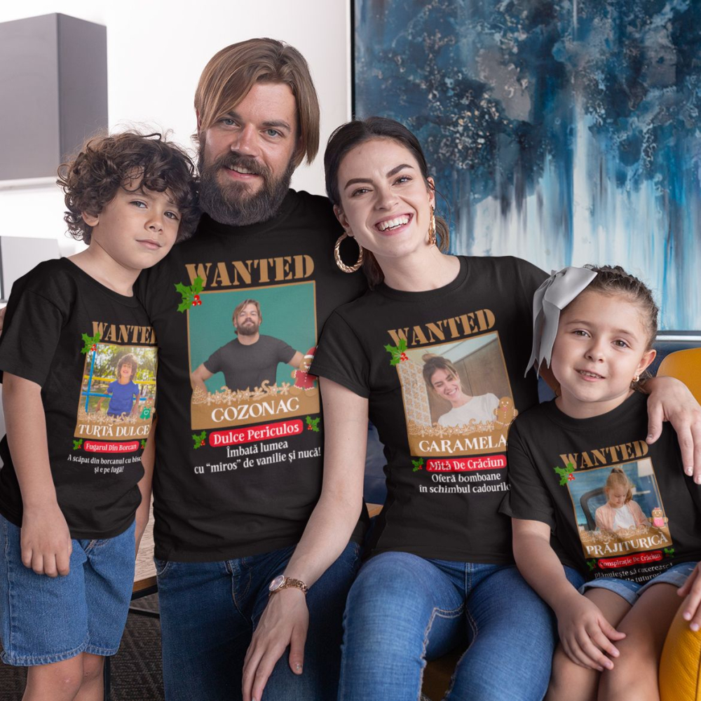 Set 4 Tricouri Personalizate de Craciun - Wanted + poze [2]