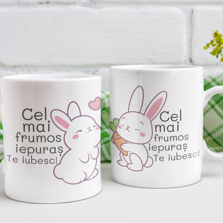 Set 2 Cani Personalizate - Cel mai frumos iepuras te iubesc   [1]