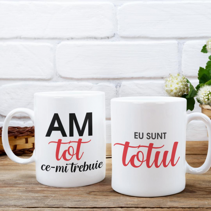 Set 2 Cani Personalizate cuplu - Am tot ce imi trebuie / eu sunt totul   [1]