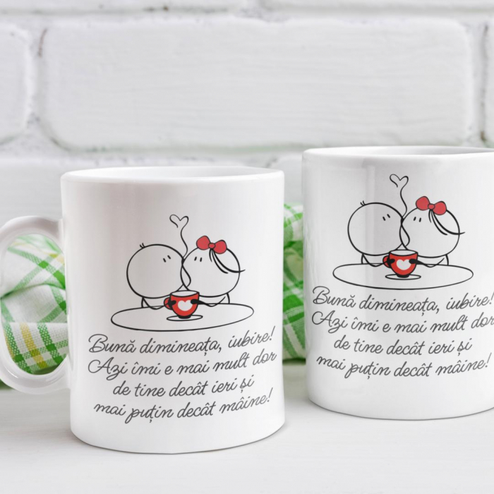Set 2 Cani Personalizate cuplu - Buna dimineata iubire   [1]