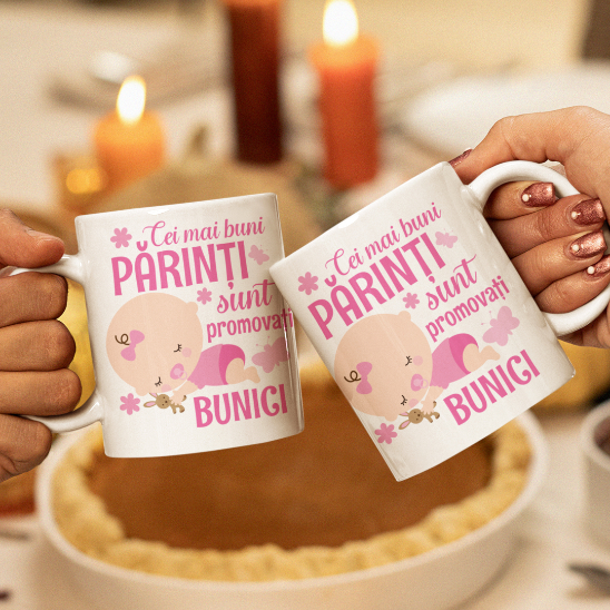 Set 2 Cani Personalizate Cuplu - Cei mai buni parinti promovati bunici fetita   [1]