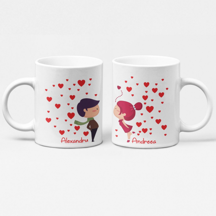 Set 2 Cani Personalizate cuplu - Indragostiti + Nume   [2]