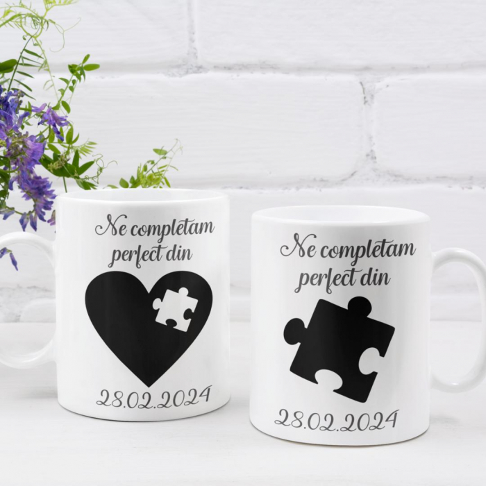 Set 2 Cani Personalizate cuplu - Ne completam perfect din data   [1]