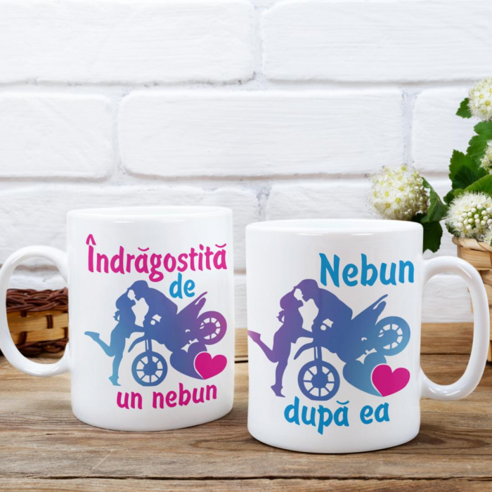 Set 2 Cani Personalizate cuplu - Nebun dupa ea/Indragostita de un nebun   [1]