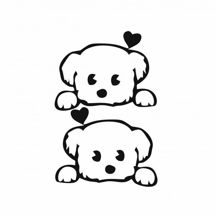 Set 2 Stickere auto pentru oglinzi - Bichon Love   [2]