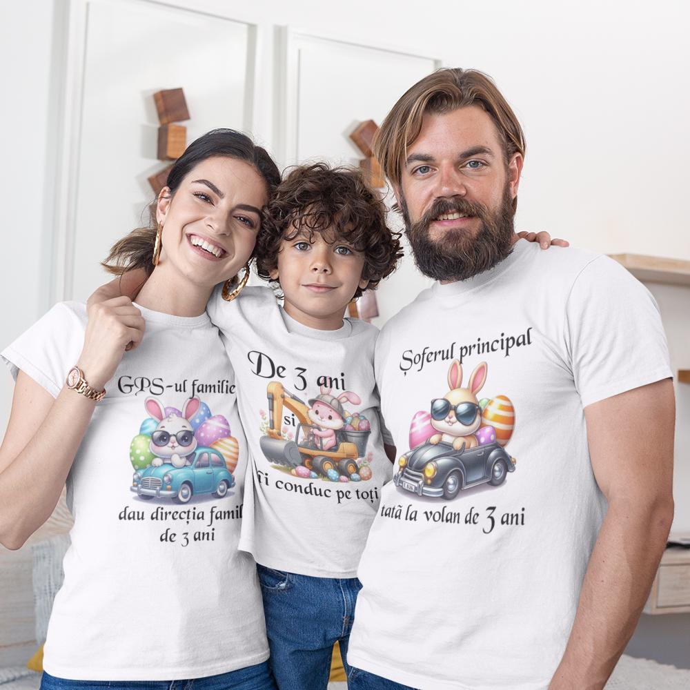 Set 3 Tricouri Familie - De 3 ani ii conduc pe toti  iepurasi la volan   [1]