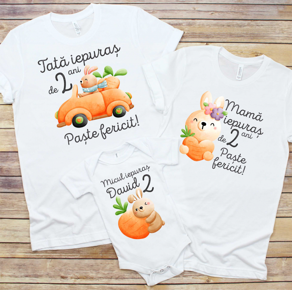 Set 3 Tricouri Familie - Mama si tata iepurasi de paste 2 ani   [1]