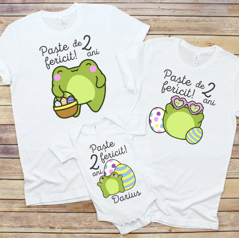 Set 3 Tricouri Familie - Paste fericit de 2 ani broscute   [1]